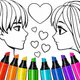 Valentines love coloring book icon