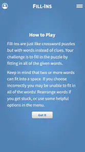 Fill-Ins · Word Fit Puzzles screenshot