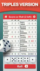 Yazy the yatzy dice game screenshot
